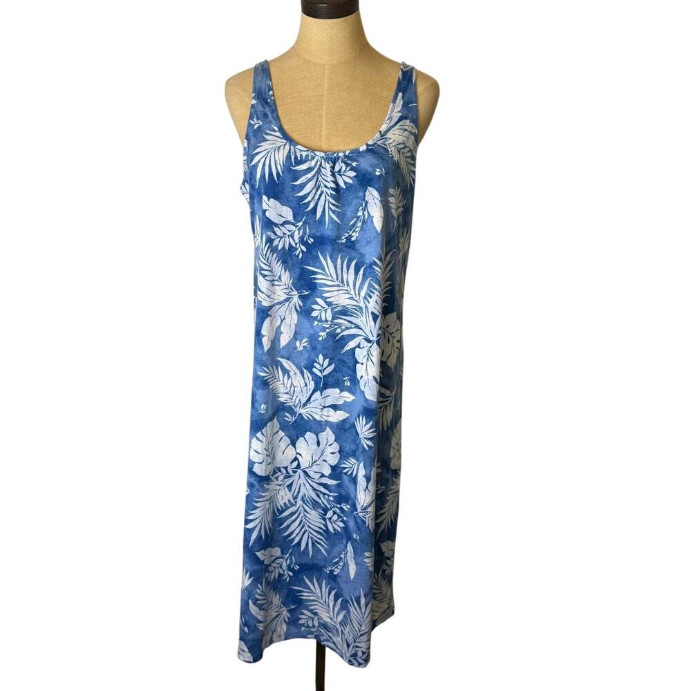Lauren Ralph Lauren Tropical Midi Casual Dress Blue White Women size S